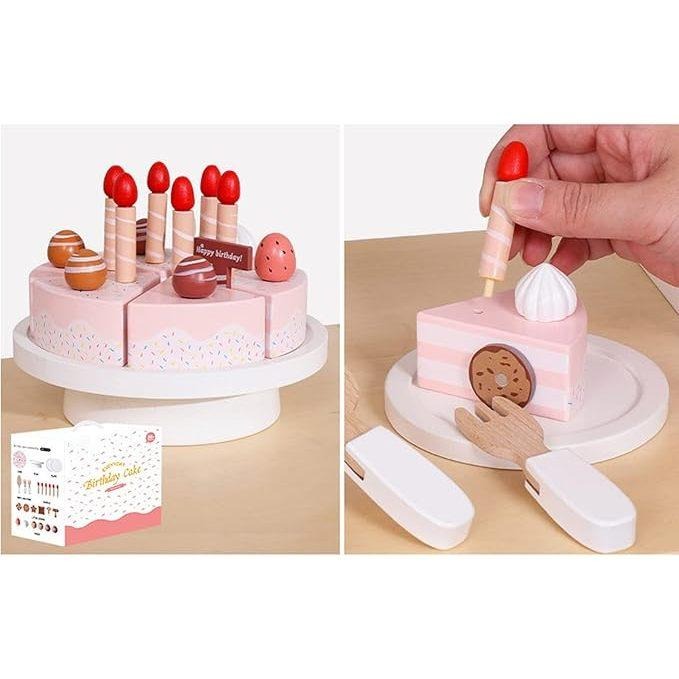 現貨秒出｜木質蛋糕 蛋糕 生日蛋糕 假蛋糕 木製切切樂 蛋糕模型 擺飾 道具 慶生 生日 兒童｜Gography-細節圖4