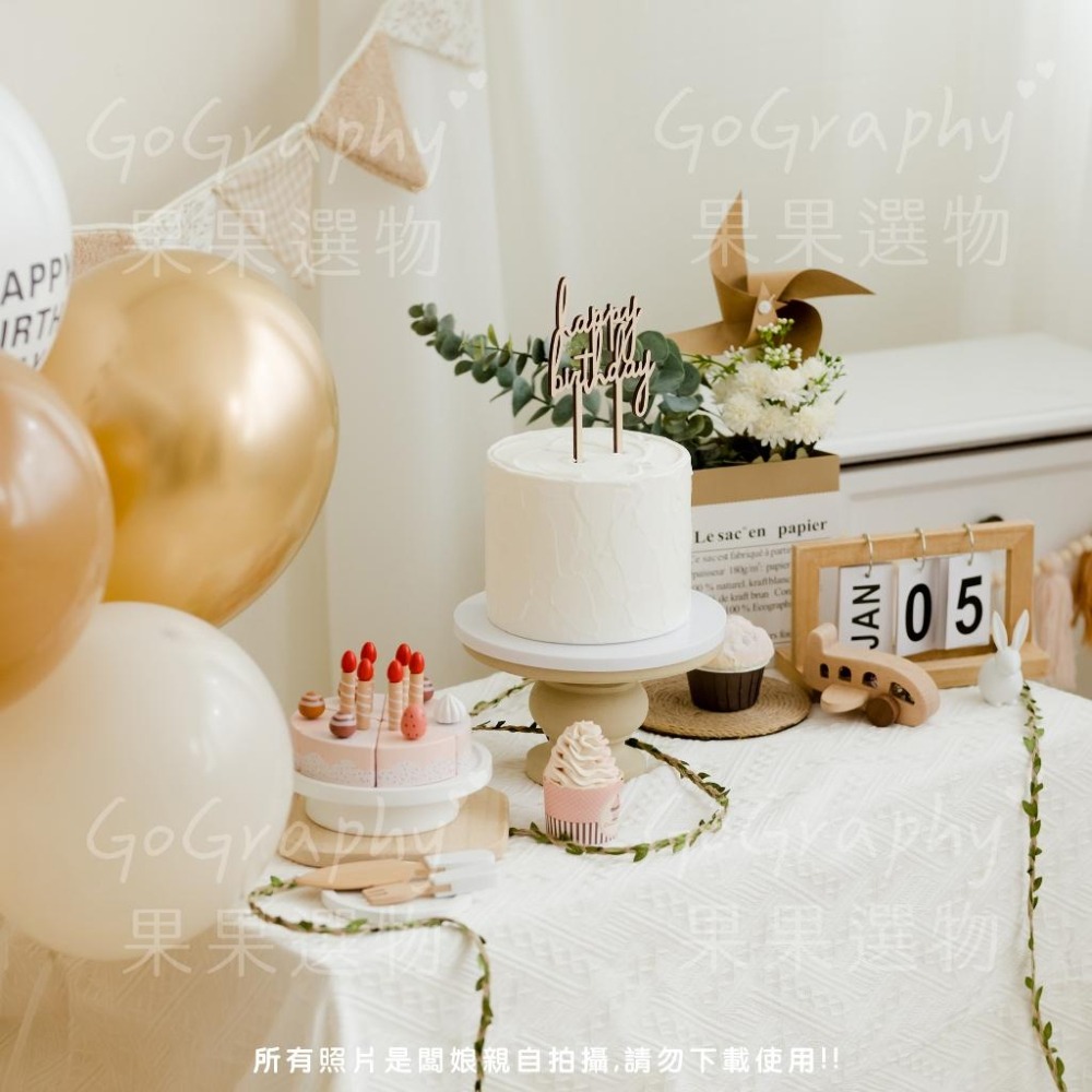 現貨秒出｜木質蛋糕 蛋糕 生日蛋糕 假蛋糕 木製切切樂 蛋糕模型 擺飾 道具 慶生 生日 兒童｜Gography-細節圖5