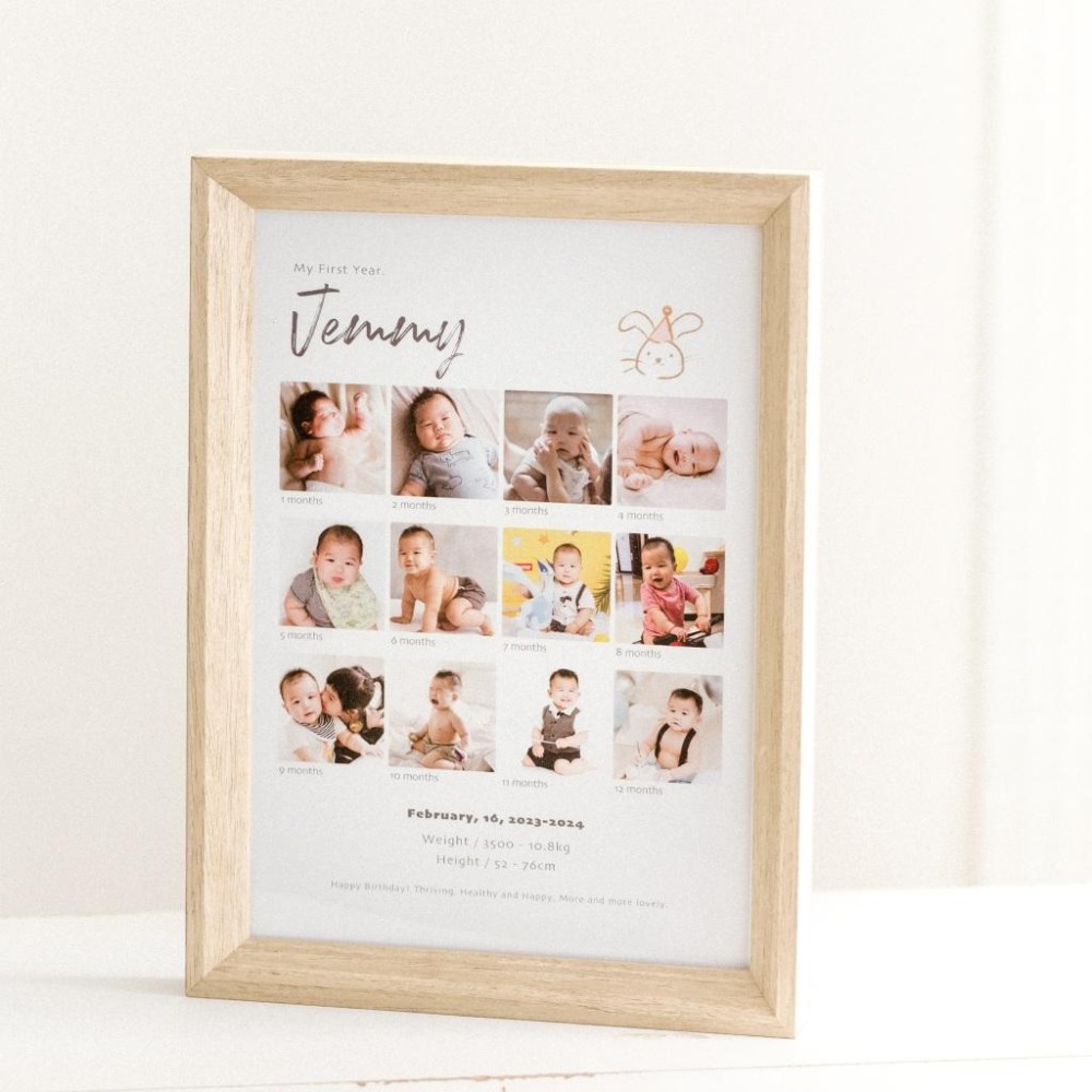 客製化｜1-12個月寶寶成長相框 寶寶相框 周歲紀念相框 周歲紀念 寶寶成長紀錄 12個月 生日｜GoGraphy-細節圖2