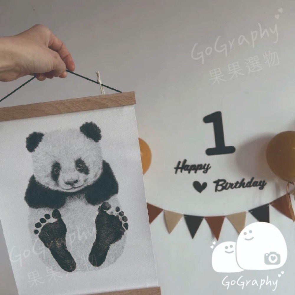 客製化 周歲腳印紀念掛畫 聰明門布簾 客製化商品 抓周布簾抓周道具 周歲紀念 腳印DIY｜GoGraphy-細節圖4