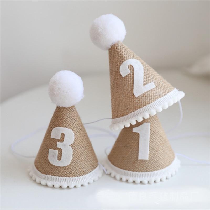 現貨｜生日帽 1歲生日帽 派對帽 cake smash抓周 周歲 派對 慶生 寶寶帽 麻布生日帽｜GoGraphy-細節圖7