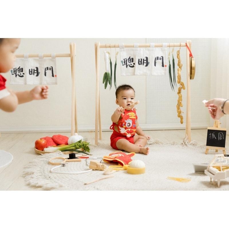 現貨｜聰明門布簾 客製化商品 抓周道具 抓周儀式 寶寶抓周 布簾 生日派對 寶寶周歲 抓周 布條 亞麻｜GoGraphy-細節圖9