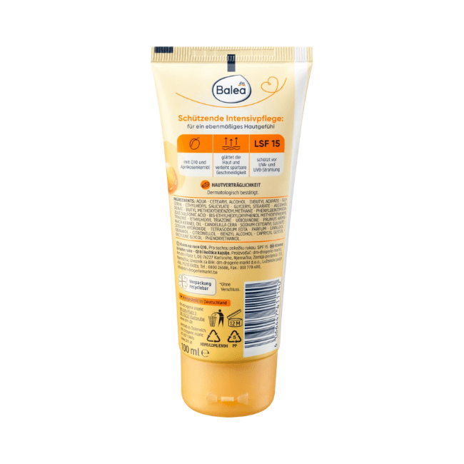 德國 Balea 芭樂雅 Q10 護手霜 杏油  SPF15 溫和 保養 保濕 滋潤 滋養 100ml-細節圖3