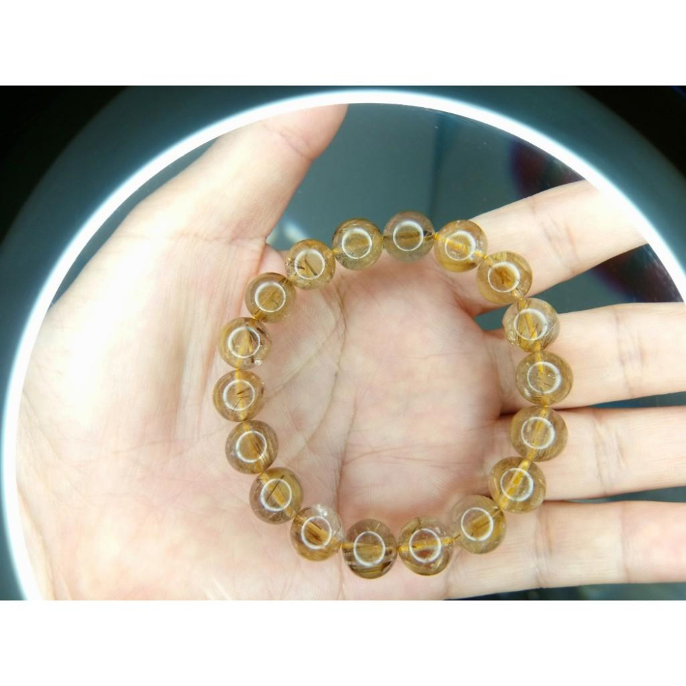 ㊣TiBi手趣㊣◆情牽水晶時刻舒心◆中大咪數中大磁場中大串珠11mm+天然髮晶咖啡鈦晶素串~手圍17-17.5cm-細節圖2