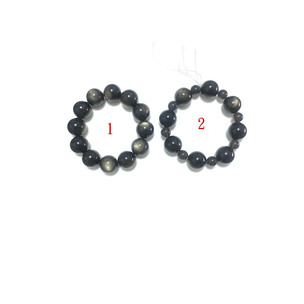 ㊣TiBi手趣㊣◆情牽水晶時刻舒心◆黑曜石大磁場金曜石17.5-18mm+佐冰彩曜石10mm+素手串~手圍19-20cm-細節圖2