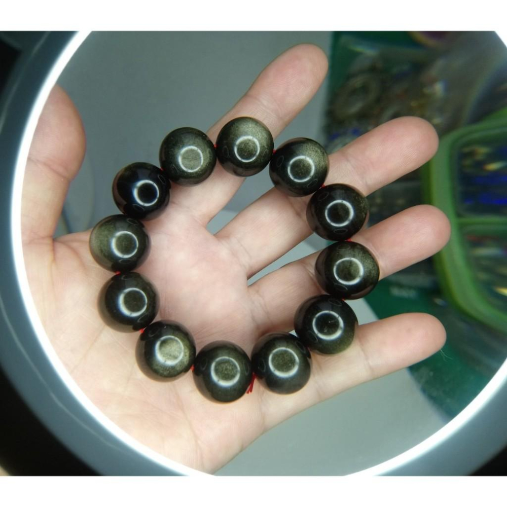 ㊣TiBi手趣㊣水行大咪數大顆粒大貢丸大磁場大串珠17.5-18mm天然雙眼高品金曜石素串手串~手圍17-17.5cm-細節圖2