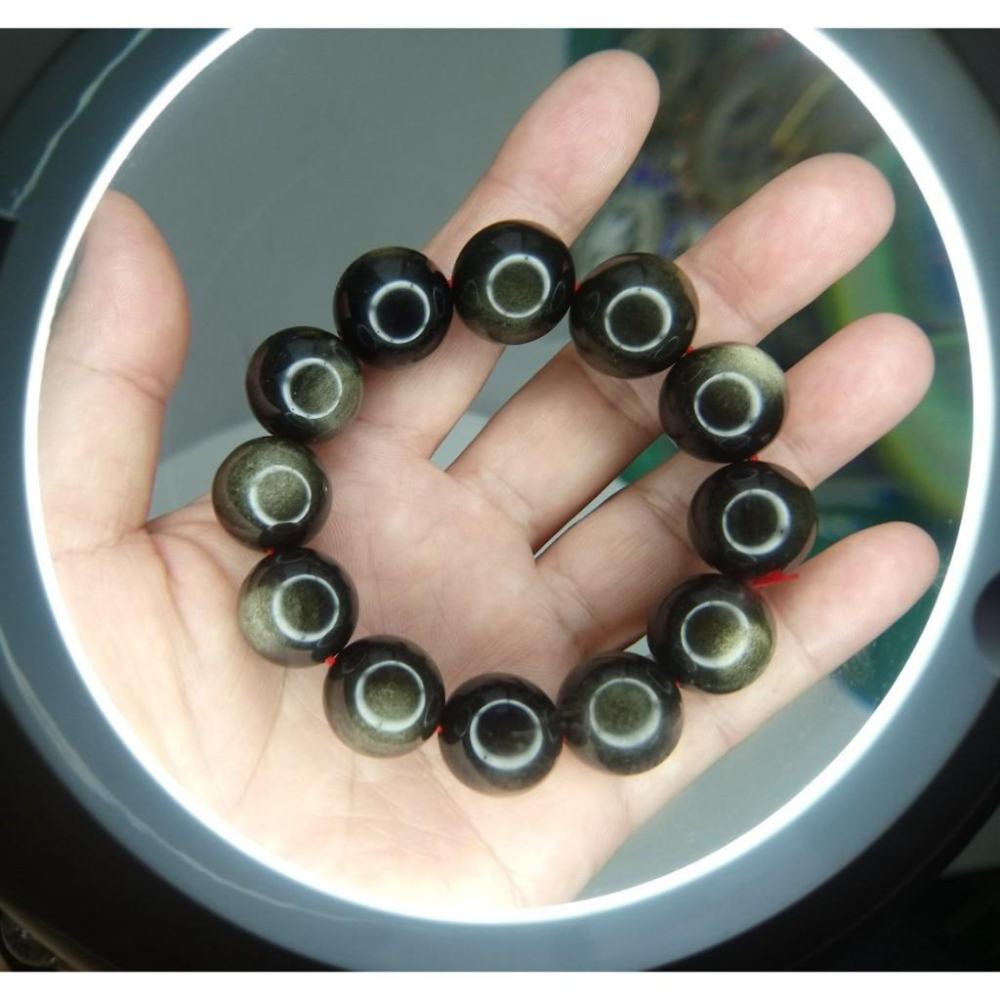 ㊣TiBi手趣㊣水行大咪數大顆粒大貢丸大磁場大串珠17.5-18mm天然雙眼高品金曜石素串手串~手圍17-17.5cm-細節圖3