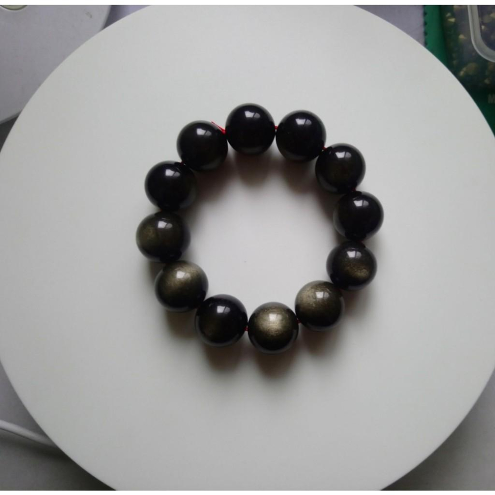 ㊣TiBi手趣㊣水行大咪數大顆粒大貢丸大磁場大串珠17.5-18mm天然雙眼高品金曜石素串手串~手圍17-17.5cm-細節圖4