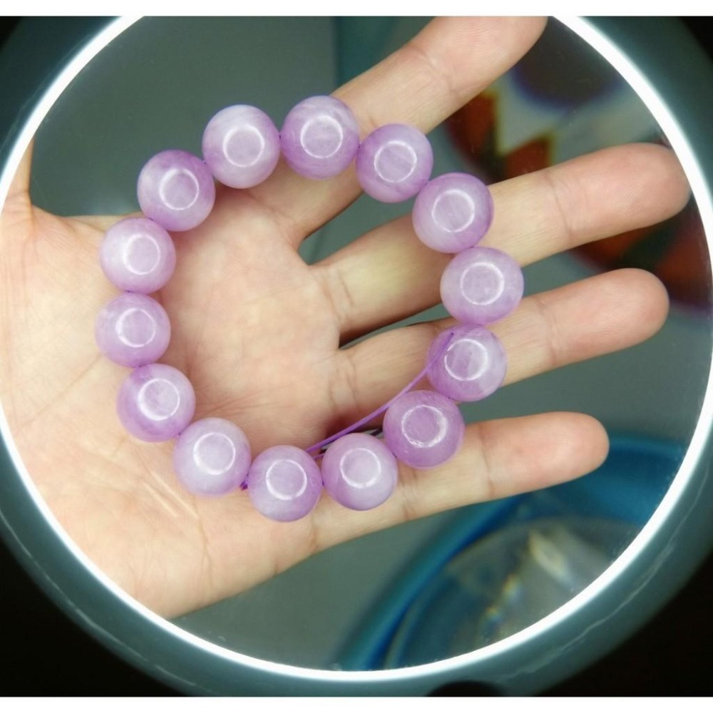 ㊣TiBi手趣㊣◆情牽水晶時刻舒心◆大咪數大磁場大串珠大顆粒15mm+天然紫鋰輝石素串手串~手圍17.5-18cm-細節圖2