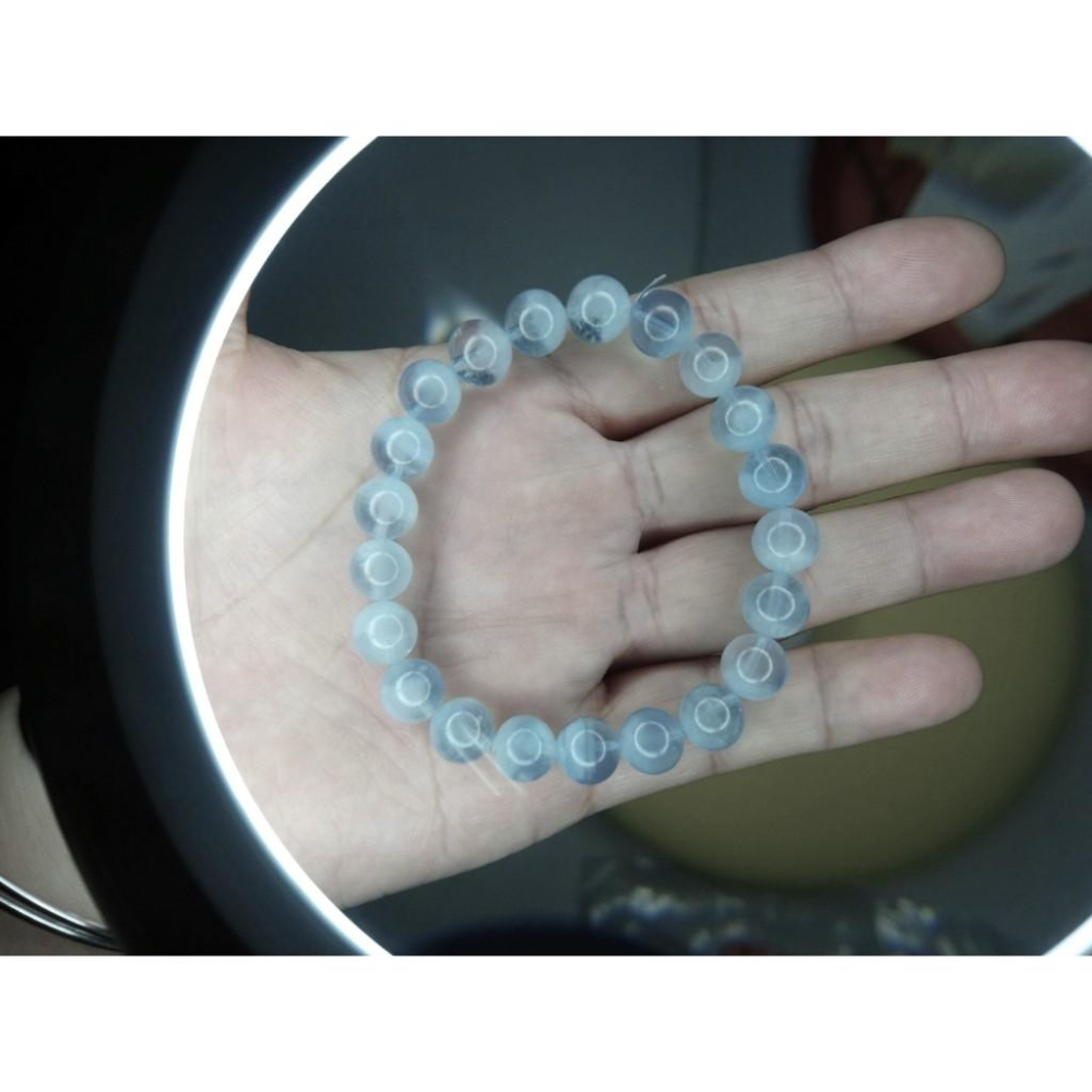 ㊣TiBi手趣㊣水行小咪數小顆粒小磁場小串珠9-10mm+天然摩根石家族海藍寶素串手串~手圍16.5-17cm-細節圖2