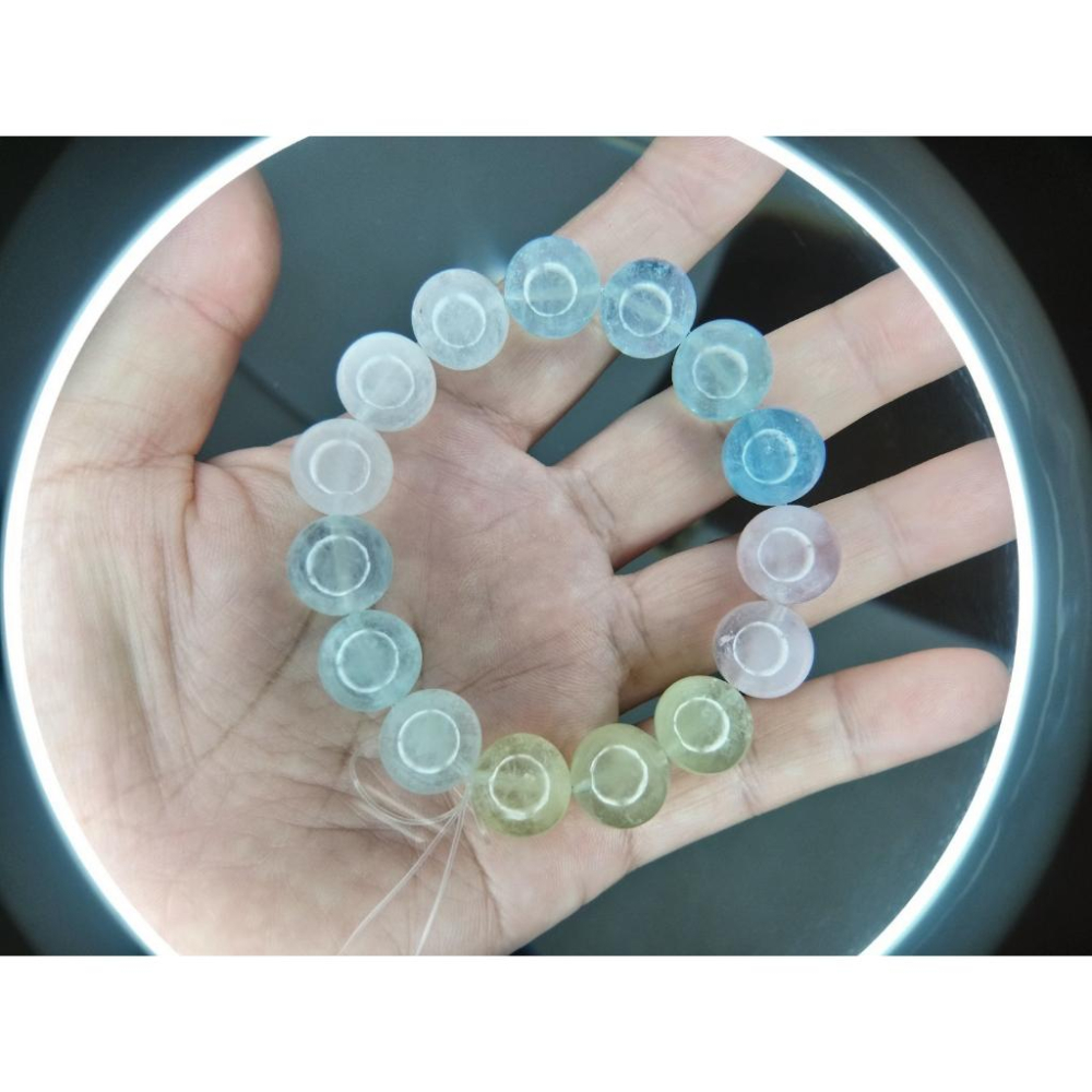 ㊣TiBi手趣㊣火行大咪數粒大磁場大串珠12-14mm+天然摩根石家族海藍海綠海粉海紫摩根石素串~手圍17-17.5CM-細節圖3