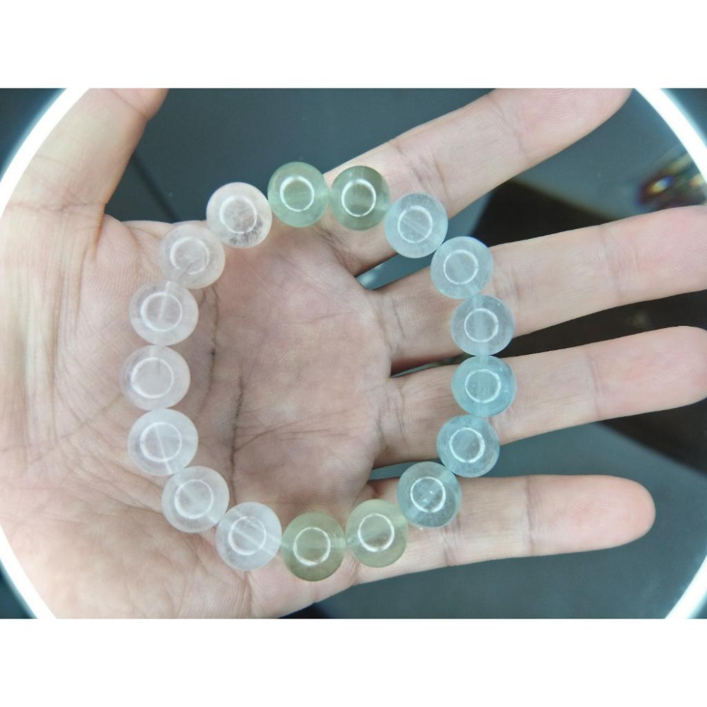 ㊣TiBi手趣㊣火行大咪數粒大磁場大串珠12-14mm+天然摩根石家族海藍海綠海粉海紫摩根石素串~手圍17-17.5CM-細節圖6