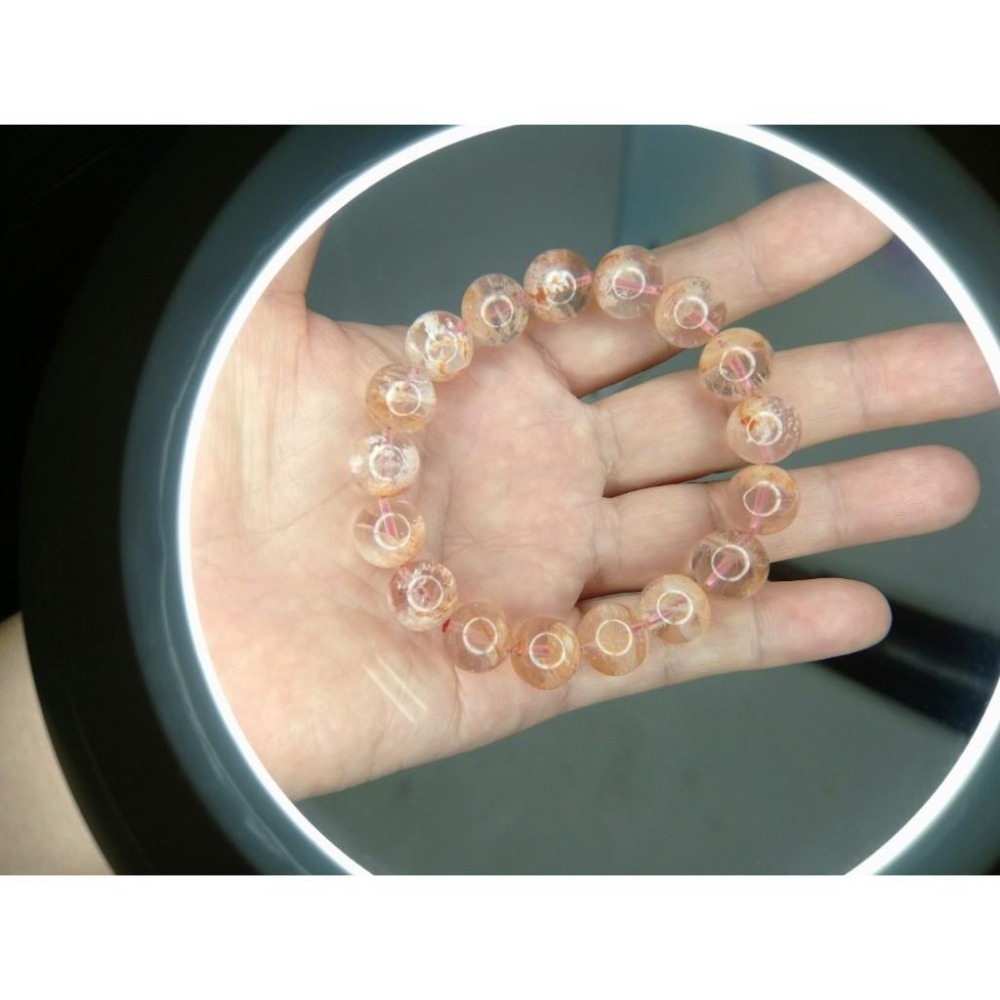 ㊣TiBi手趣㊣金水火行大咪數大顆粒大磁場大串珠12.5mm+天然幸運之石橙雪花幽靈素串手串~手圍17.5-18cm-細節圖2