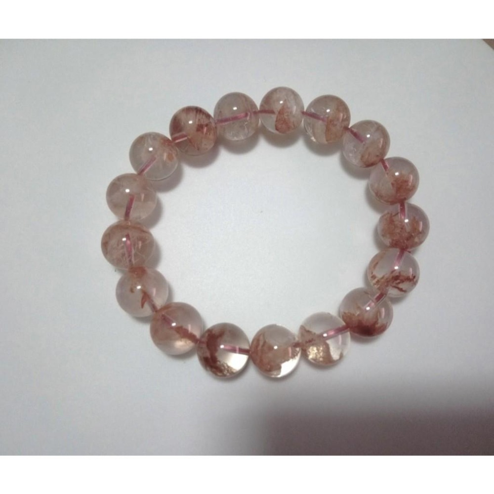 ㊣TiBi手趣㊣金水火行大咪數大顆粒大磁場大串珠12.5mm+天然幸運之石橙雪花幽靈素串手串~手圍17.5-18cm-細節圖3