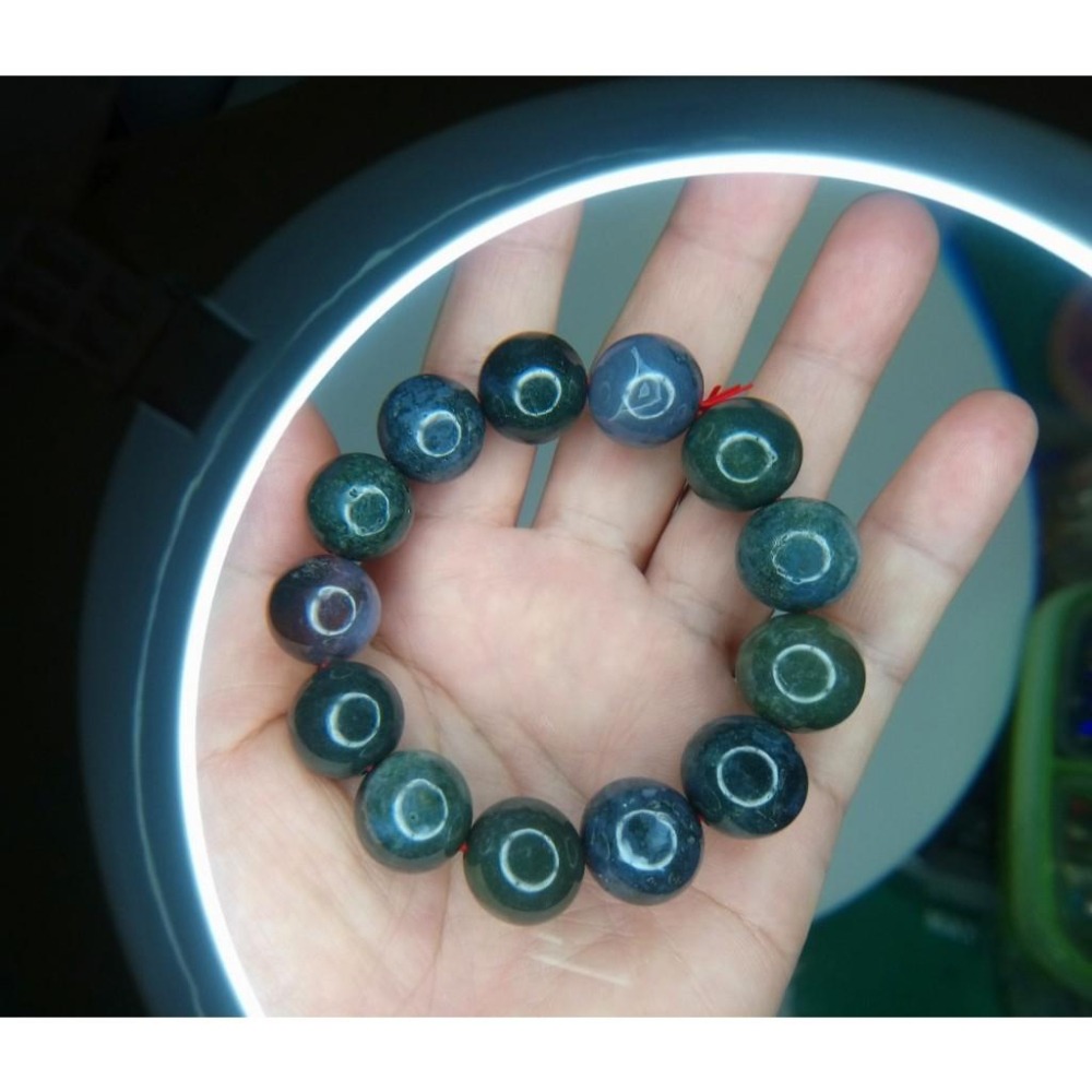 ㊣TiBi手趣㊣木行水草瑪瑙意境大顆粒大磁場大手串16mm+天然印度瑪瑙紫藍綠紅灰斑斕色彩手串手鍊~手圍17-17.5-細節圖3
