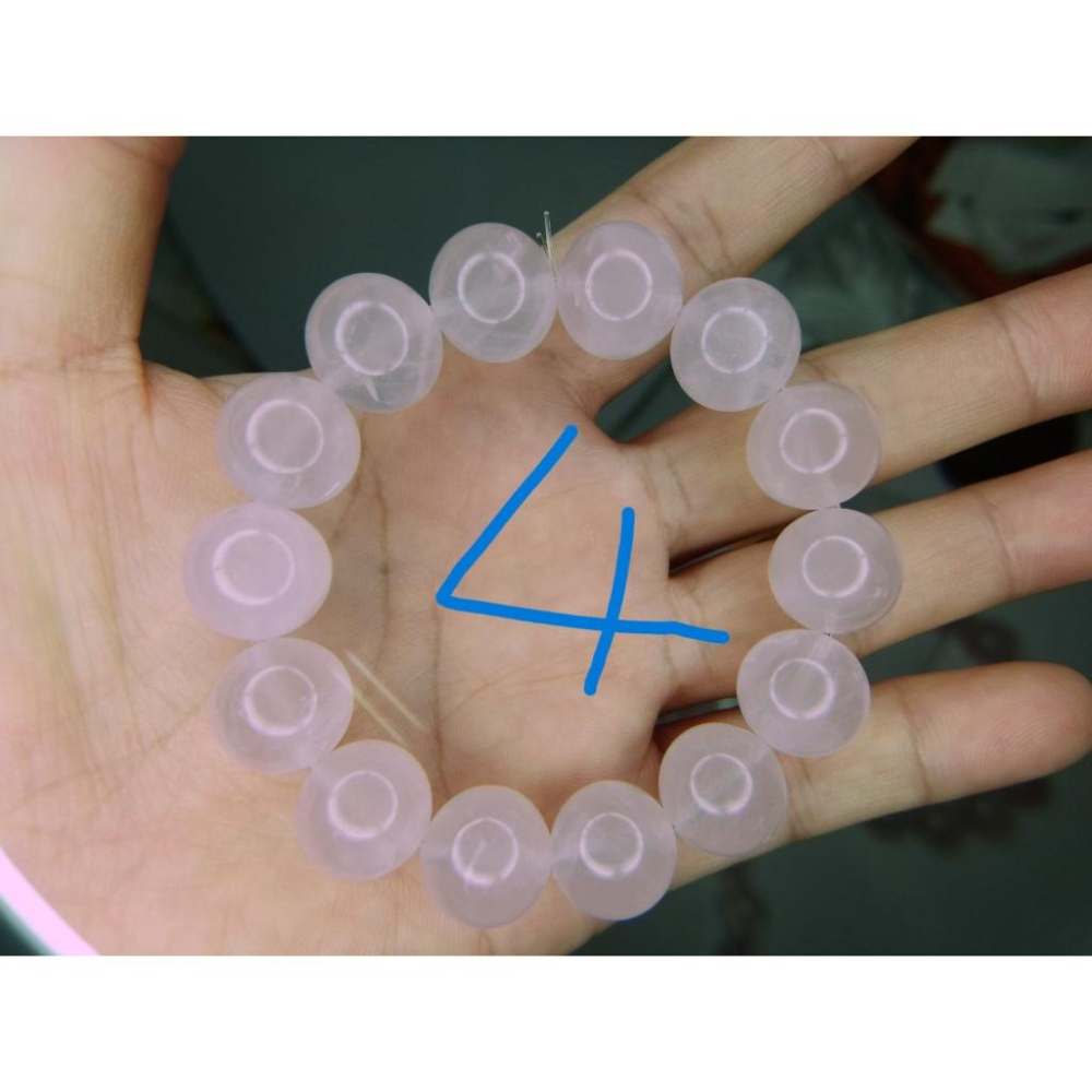 ㊣TiBi手趣㊣火行大咪數大顆粒大貢丸大磁場大串珠14.5-15mm+天然粉晶芙蓉晶素串手串~手圍17-17.5cm-細節圖4