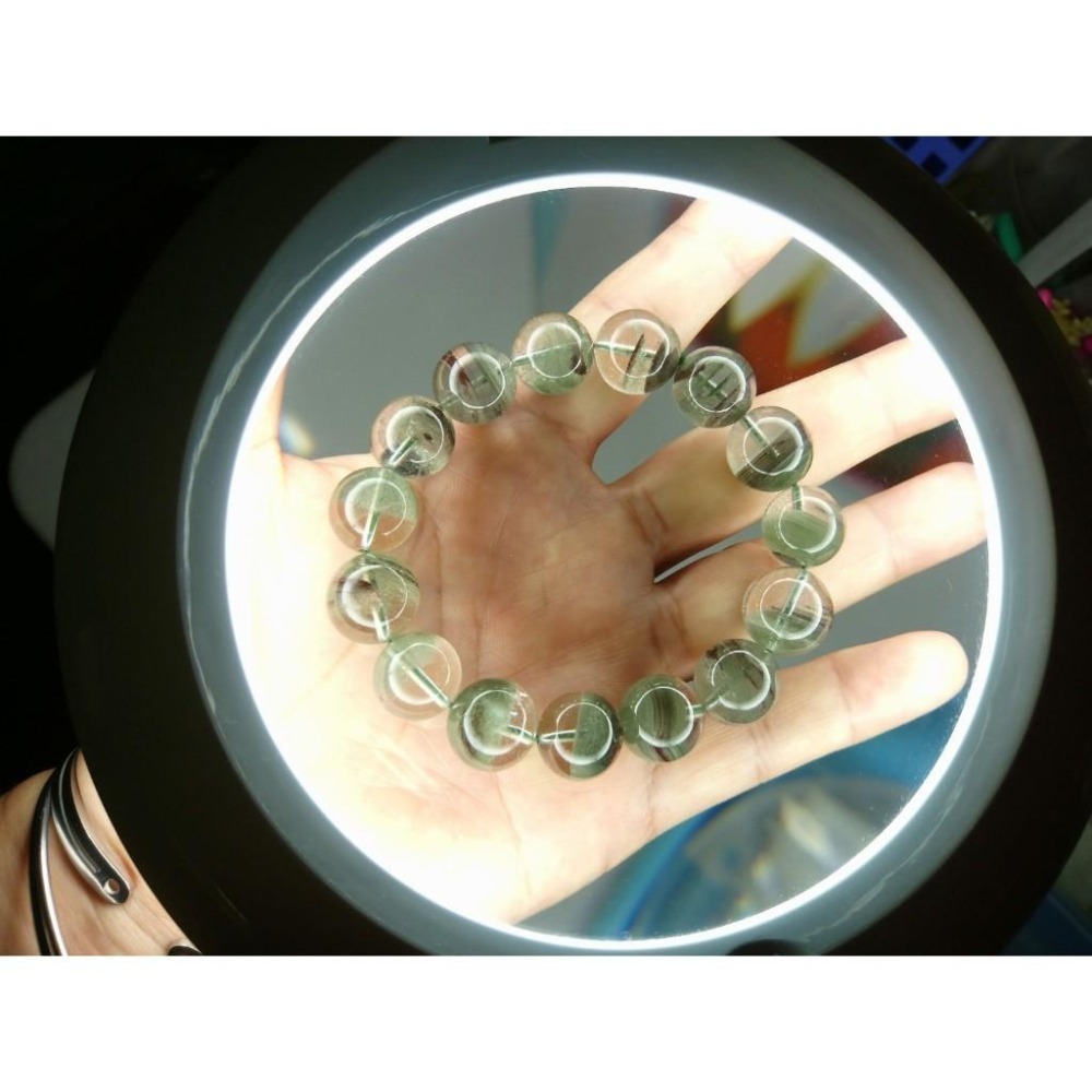 ㊣TiBi手趣㊣◆情牽水晶時刻舒心◆大咪數大磁場大串珠大顆粒14mm+天然半盆綠幽靈素串手串~手圍18-18.5cm-細節圖2