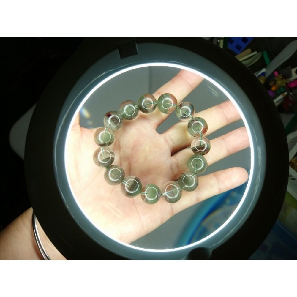 ㊣TiBi手趣㊣◆情牽水晶時刻舒心◆大咪數大磁場大串珠大顆粒14mm+天然半盆綠幽靈素串手串~手圍18-18.5cm-細節圖3