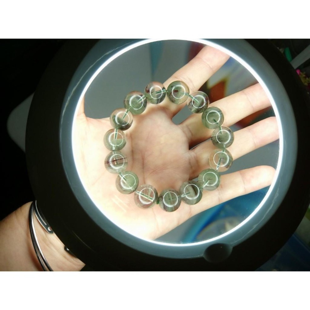 ㊣TiBi手趣㊣◆情牽水晶時刻舒心◆大咪數大磁場大串珠大顆粒14mm+天然半盆綠幽靈素串手串~手圍18-18.5cm-細節圖4