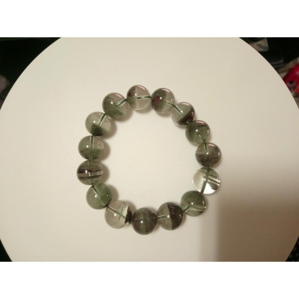 ㊣TiBi手趣㊣◆情牽水晶時刻舒心◆大咪數大磁場大串珠大顆粒14mm+天然半盆綠幽靈素串手串~手圍18-18.5cm-細節圖5