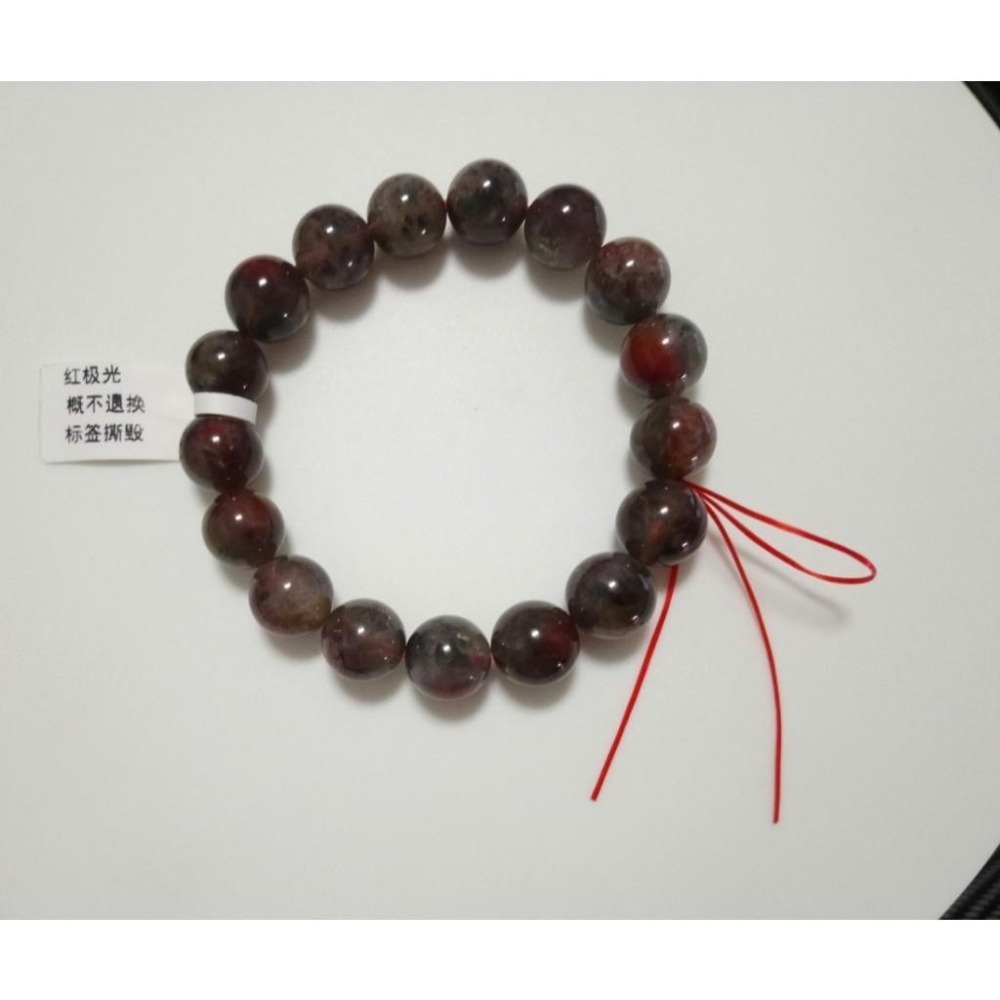 ㊣TiBi手趣㊣◆情牽水晶時刻舒心◆大咪數大顆粒大磁場大串珠12mm+天然荊棘玫瑰紅極光素串手串~手圍17.5-18cm-細節圖3