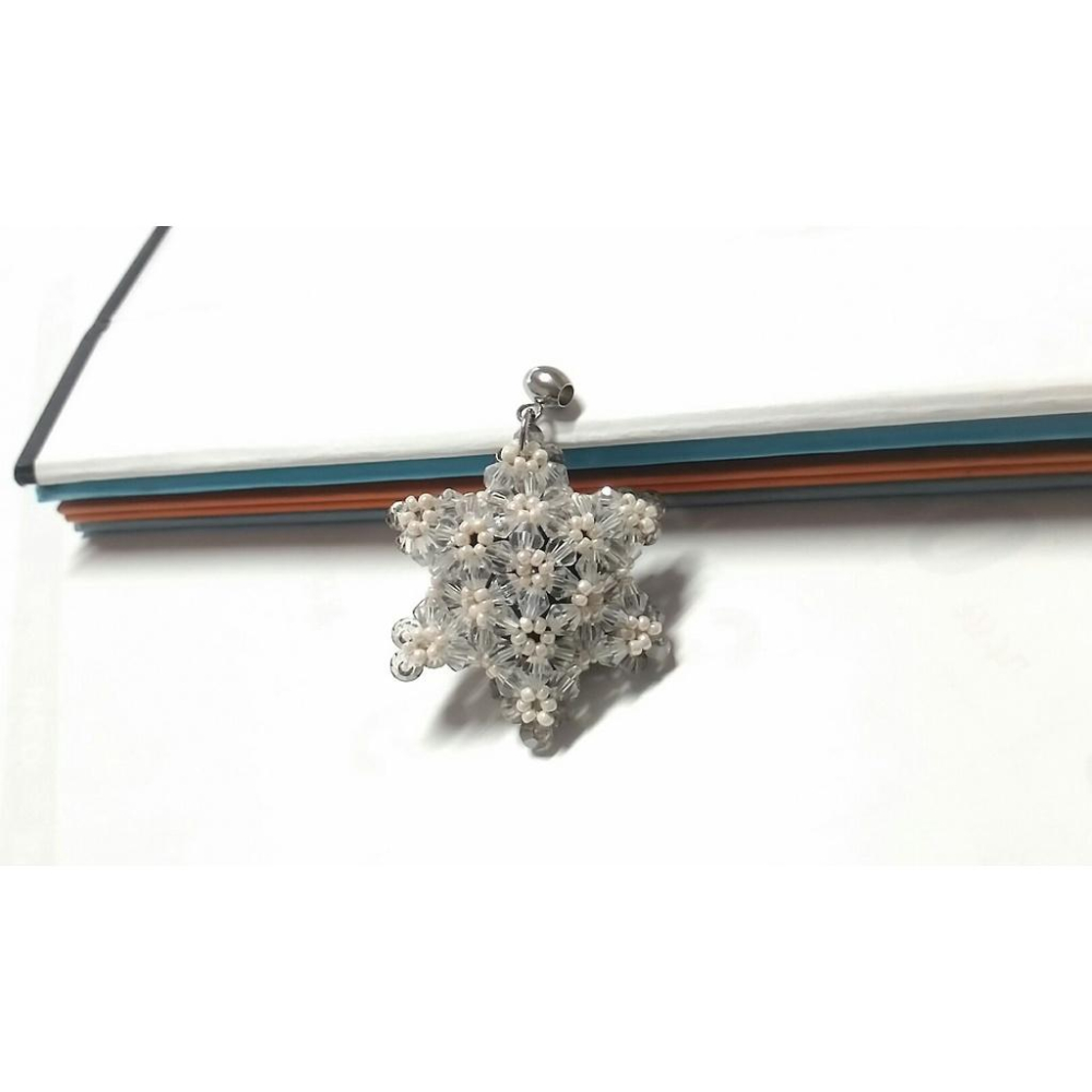 手創組新品～題び手趣～拉維德爾＞中性316不銹鋼鈦鋼吊墜頭六芒星大星星流星紫水晶瑪瑙碧璽能量石水鑽米珠雙面吊墜-細節圖4