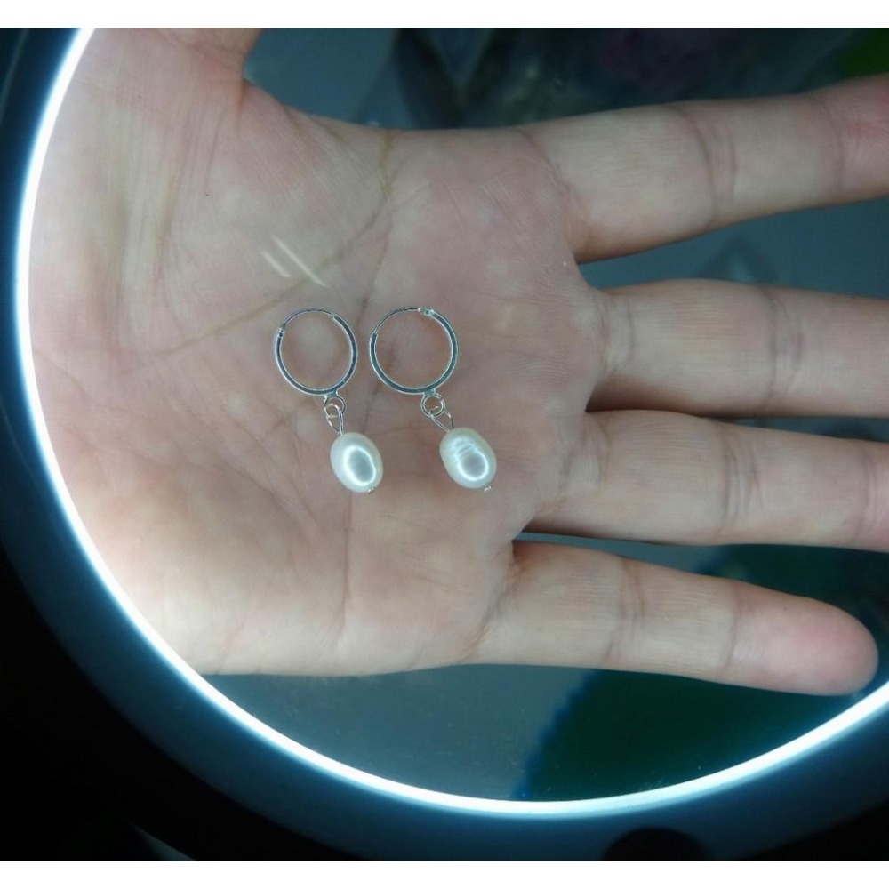 ㊣TiBi手趣㊣＞2付$80~4MM6MM防過敏純銀925花托天然立體珍珠扁形珍珠耳釘耳針垂墜耳環耳鈎耳圈宜-細節圖2