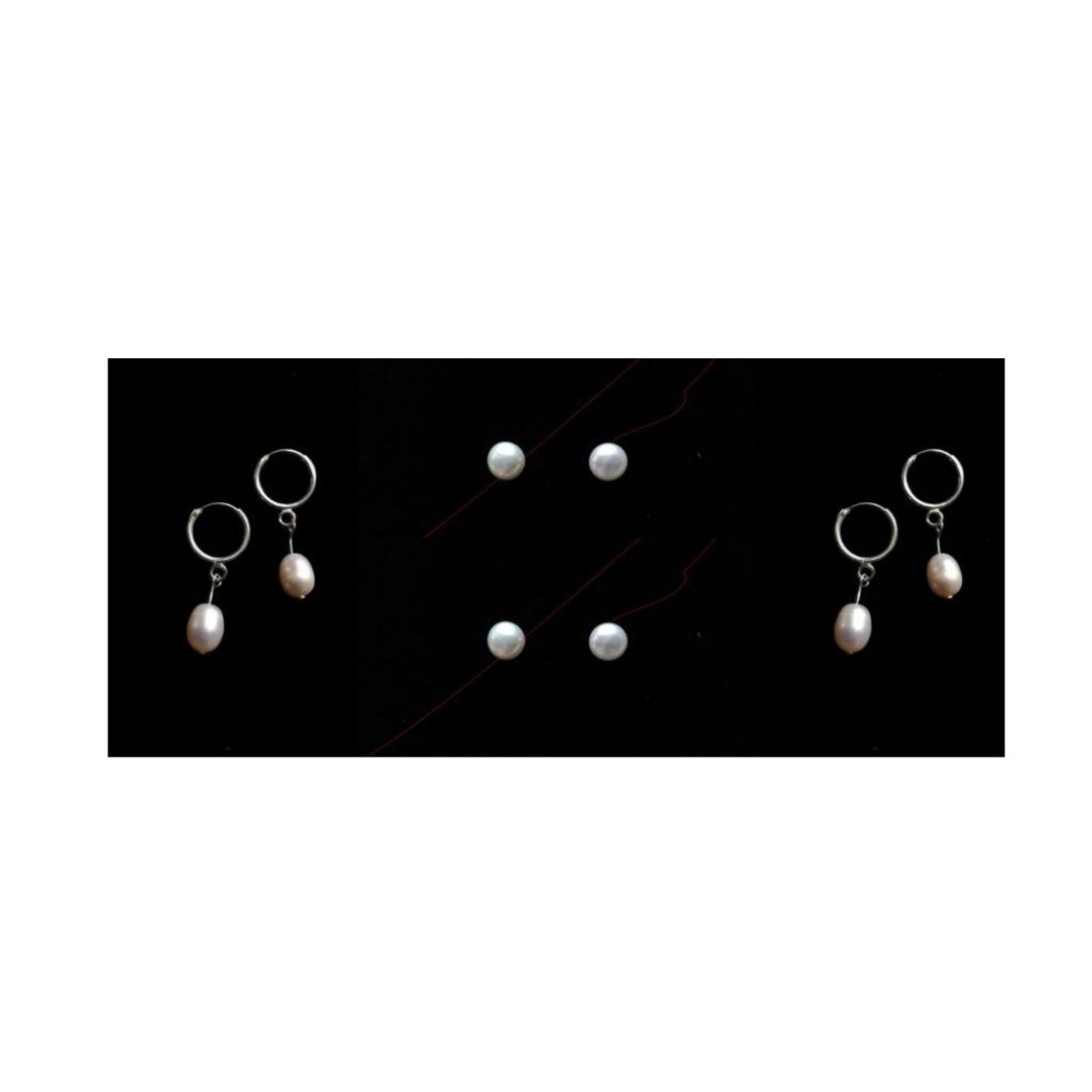 ㊣TiBi手趣㊣＞2付$80~4MM6MM防過敏純銀925花托天然立體珍珠扁形珍珠耳釘耳針垂墜耳環耳鈎耳圈宜-細節圖3