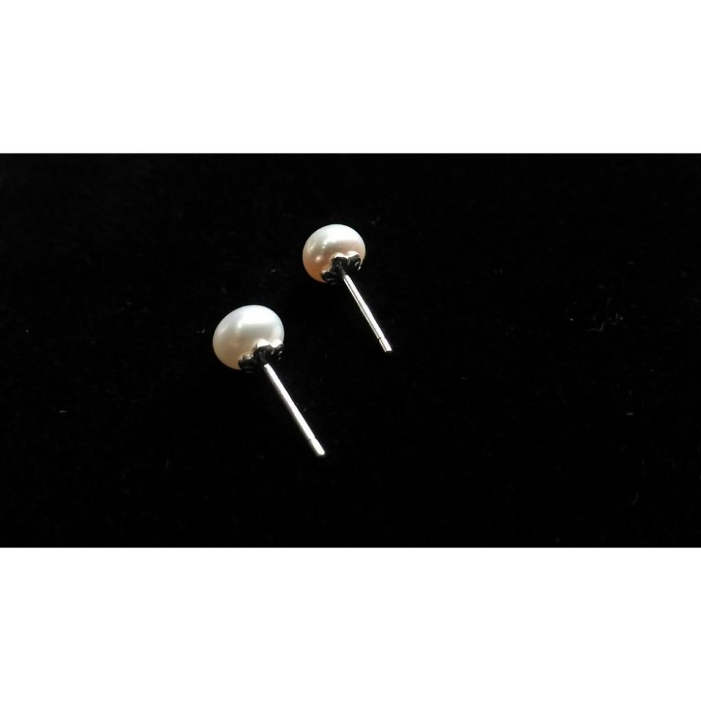 ㊣TiBi手趣㊣＞2付$80~4MM6MM防過敏純銀925花托天然立體珍珠扁形珍珠耳釘耳針垂墜耳環耳鈎耳圈宜-細節圖5