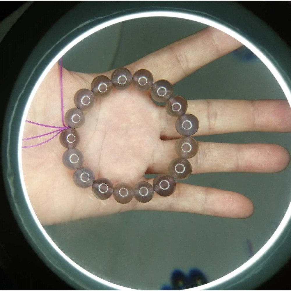 ㊣TiBi手趣㊣◆情牽水晶時刻舒心◆天然烟紫灰瑪瑙12mm+手串手鍊素串~手圍18CM-細節圖4
