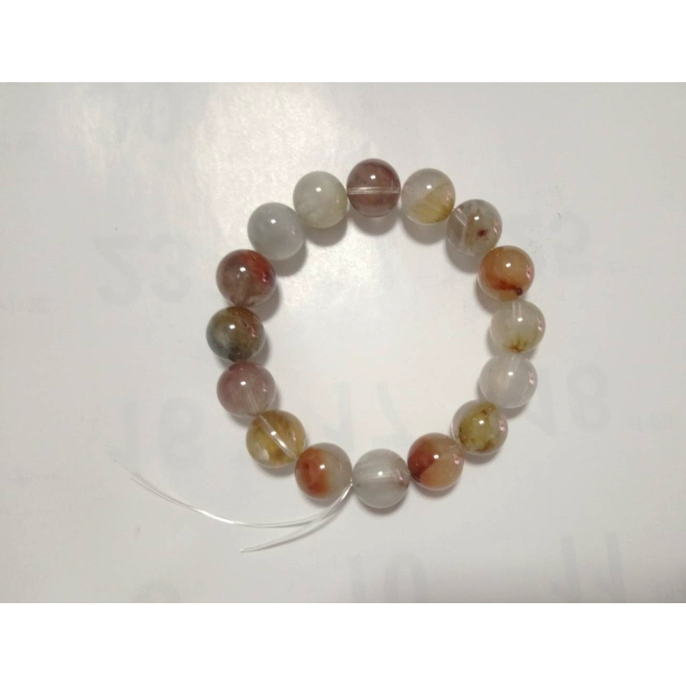 ㊣TiBi手趣㊣◆情牽水晶時刻舒心◆天然拉絲透體彩兔毛水晶13mm+手串手鍊素串~手圍18CM-細節圖3