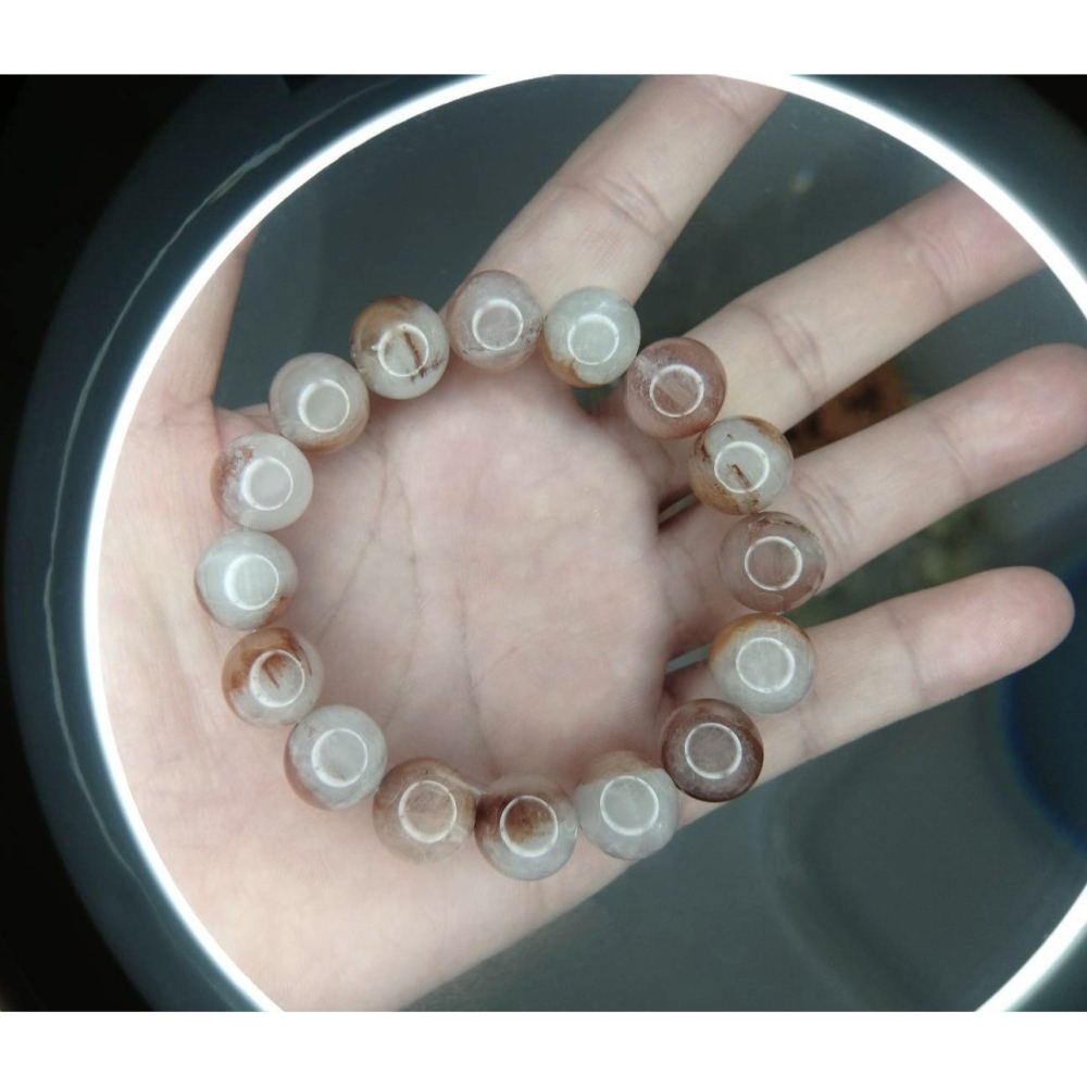 ㊣TiBi手趣㊣◆情牽水晶時刻舒心◆天然拉絲紅粽色系彩兔毛13.5mm+手串手鍊素串~手圍19CM-細節圖2