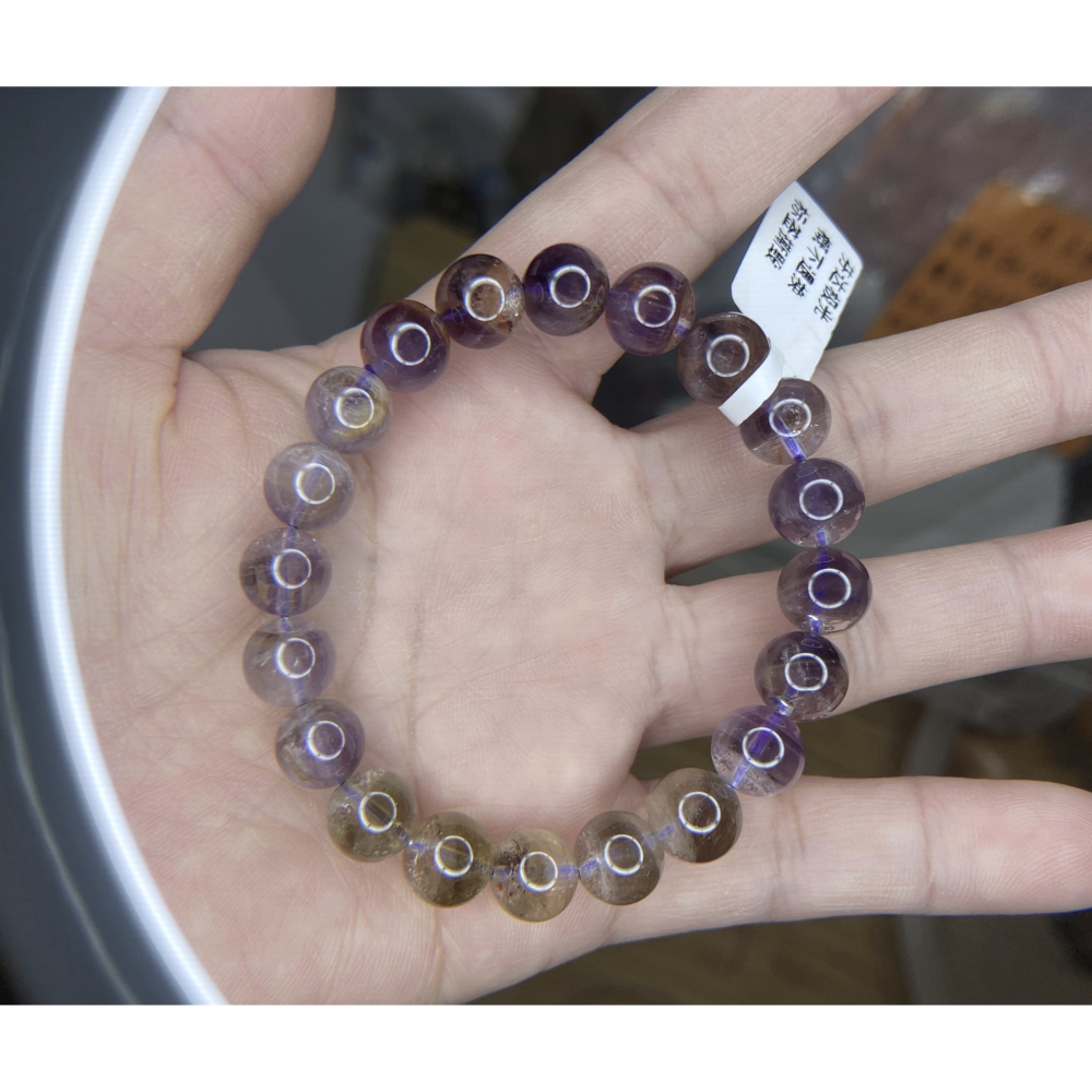 ㊣TiBi手趣㊣◆情牽水晶時刻舒心◆高品天然冰透半盆漸層芬達極光23多色系10mm+手串素串~手圍17CM-細節圖2