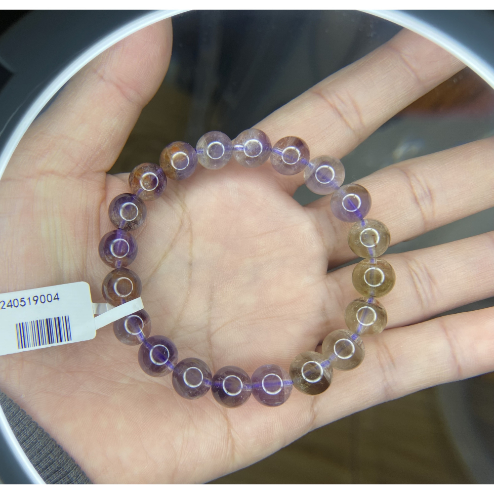 ㊣TiBi手趣㊣◆情牽水晶時刻舒心◆高品天然冰透半盆漸層芬達極光23多色系10mm+手串素串~手圍17CM-細節圖3