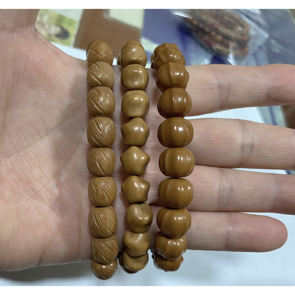 ㊣TiBi手趣㊣情牽水晶◆實木系列◆天然猴頭木星星款鯊魚背核桃款筒珠紋路款素串手串10mm+11.5mm+~手圍19CM-細節圖2