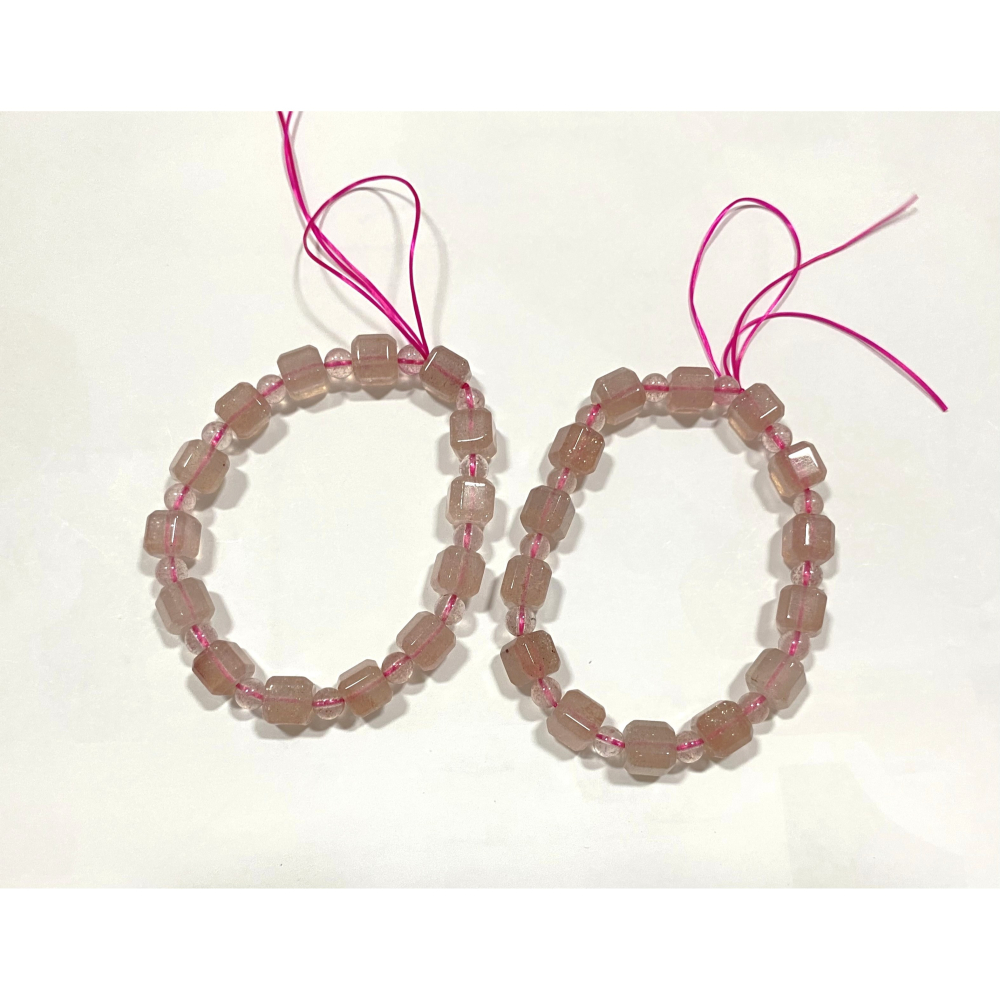 ㊣TiBi手趣㊣◆情牽水晶時刻舒心◆天然草莓晶方塊正方形切面8mm+素串手串手圍16cm-細節圖2