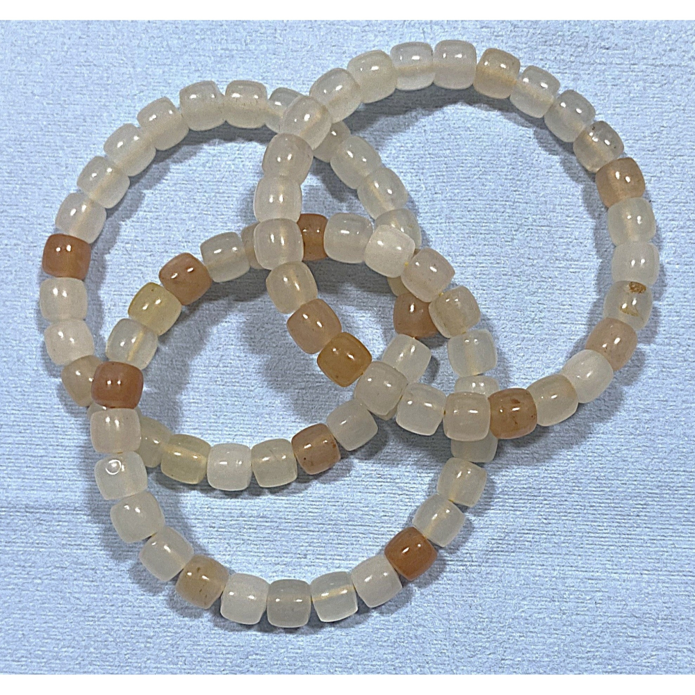 ㊣TiBi手趣㊣◆情牽水晶時刻舒心◆天然優化白橘紅瑪瑙老型珠算盤珠圓筒珠瑪瑙7mm+素串手串~手圍16cm-細節圖2