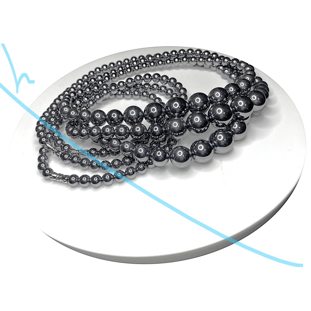 ㊣TiBi手趣㊣◆情牽水晶時刻舒心◆能量鈦赫茲石太赫茲石6.5-13.5mm+圓珠漸層塔鍊~59.5CM項鍊鎖扣鍊-細節圖2