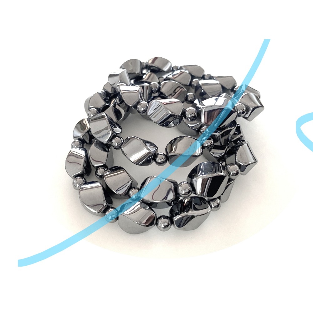 ㊣TiBi手趣㊣◆情牽水晶時刻舒心◆能量鈦赫茲石太赫茲石6-10.5mm+幾何不規則旋轉扭轉手鍊手串手圈~手圍17CM-細節圖3