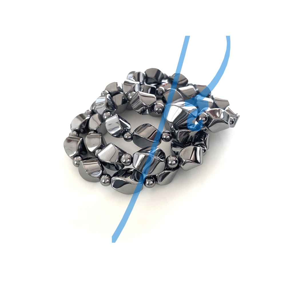 ㊣TiBi手趣㊣◆情牽水晶時刻舒心◆能量鈦赫茲石太赫茲石6-10.5mm+幾何不規則旋轉扭轉手鍊手串手圈~手圍17CM-細節圖4