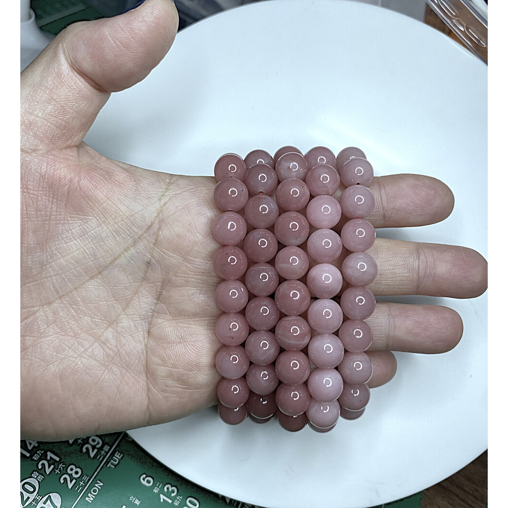 ㊣TiBi手趣㊣◆情牽水晶時刻舒心◆天然淡粉深粉紅番石榴石芭樂水晶10-10.5-11mm+手圍16-17-17.5cm-細節圖3