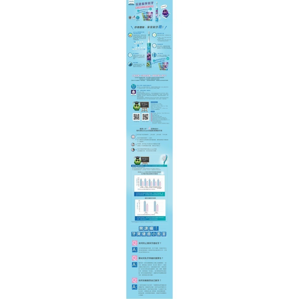 🔥台灣現貨🔥飛利浦Sonicare 新一代兒童單支電動牙刷 3歲+ 刷頭 HX6321藍/HX6351粉/HX360-細節圖6