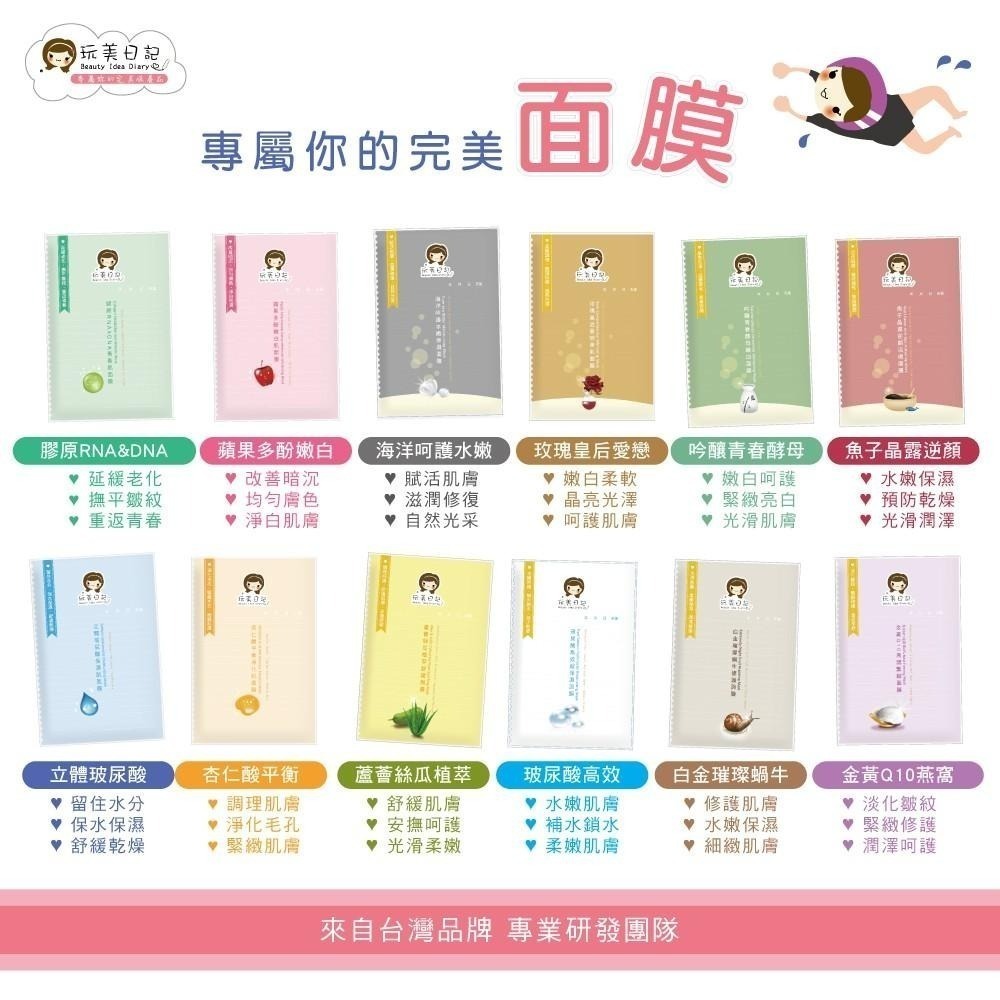 【同闆購物】玩美日記面膜 玩美日記 水絲布面膜 面膜 敷臉 玩美面膜 12款 熱銷面膜 臉部保養-細節圖6