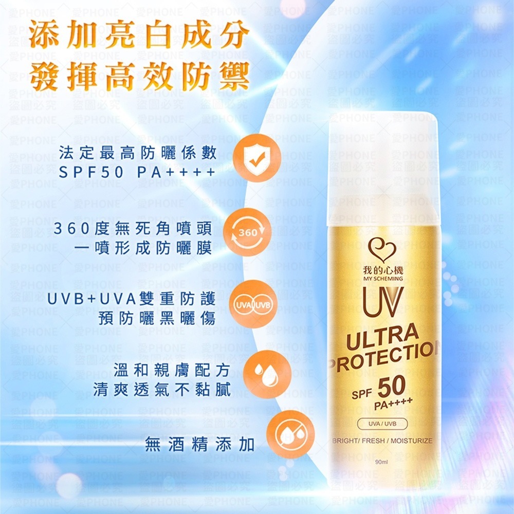 我的心機💙防曬保濕噴霧 (90ml) SPF50 PA++++ 防曬噴霧 防曬 台灣公司貨 夏日防曬 涼感防曬噴霧-細節圖3