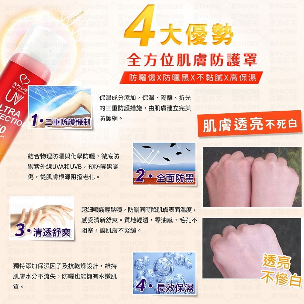 我的心機💙防曬保濕噴霧 (90ml) SPF50 PA++++ 防曬噴霧 防曬 台灣公司貨 夏日防曬 涼感防曬噴霧-細節圖7