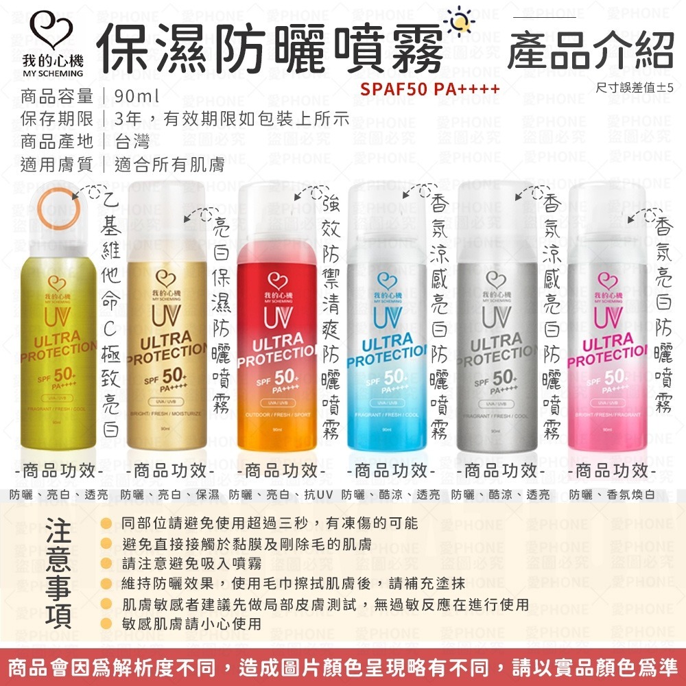 我的心機💙防曬保濕噴霧 (90ml) SPF50 PA++++ 防曬噴霧 防曬 台灣公司貨 夏日防曬 涼感防曬噴霧-細節圖9