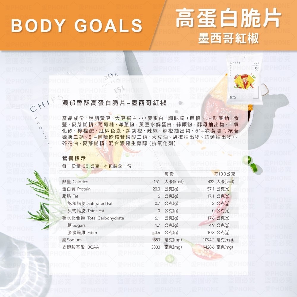 【同闆購物】Body Goals 濃郁香酥高蛋白脆片 餅乾 非油炸 健康零食 酸奶洋蔥 奶香起司 義式披薩 墨西哥紅椒-規格圖9