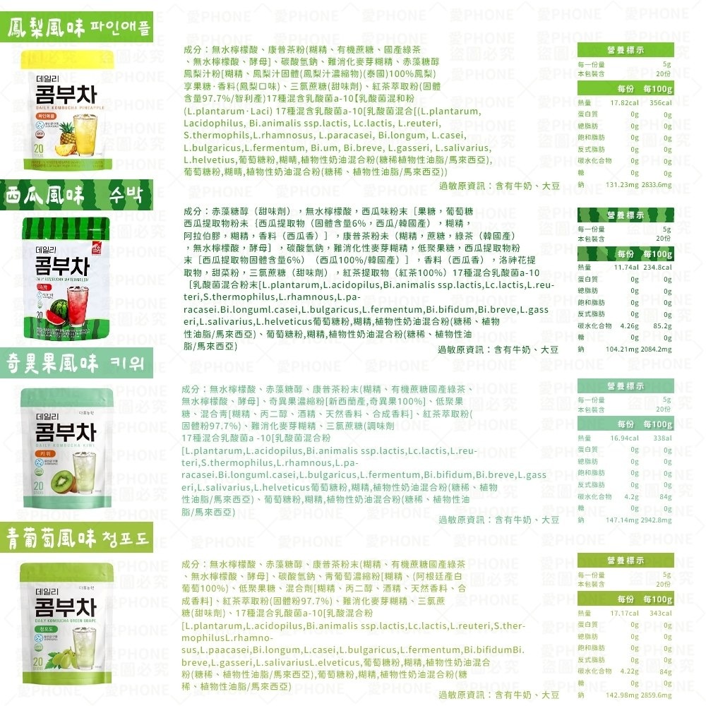 【同闆購物】韓國DaNongWon 5g 康普茶 13種口味 콤부차酵素飲 每日康普茶 乳酸菌康普茶 日常神纖康普茶-細節圖8