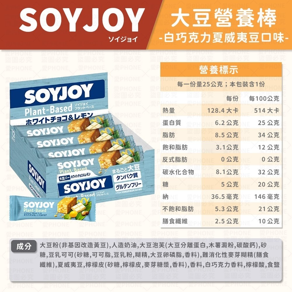 SOYJOY 大豆營養棒 營養棒 運動食品 餅乾 大豆棒 營養高糧餅乾 水果營養棒  能量補充 膳食纖維  大豆蛋白棒-規格圖7