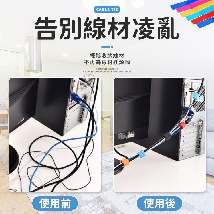 魔鬼氈束帶 彩色魔鬼氈黏 集線束帶魔術貼捆線帶 電線收納 電線整理理線器 魔鬼氈 束帶 魔鬼氈束帶 電線束帶-細節圖6